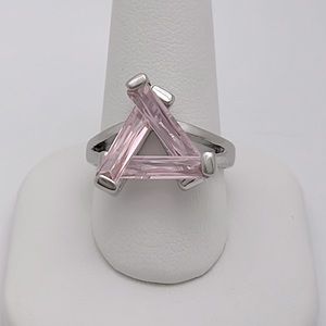 Women’s Sterling Silver Pink Ice Baguette Ring